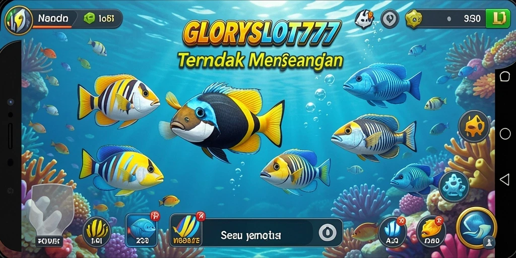 Screenshot gameplay GLORYSLOT777 menampilkan aksi tembak ikan yang seru.