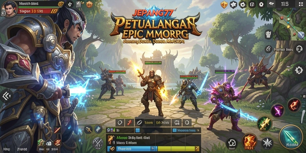 Screenshot aksi mendebarkan dalam game MMORPG JEPANG77.