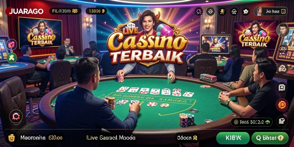 Tampilan gameplay JUARAGO yang mengesankan dengan dealer langsung di Live Casino.