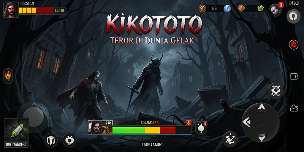 Screenshot gameplay KIKOTOTO dengan suasana horor yang mencekam.