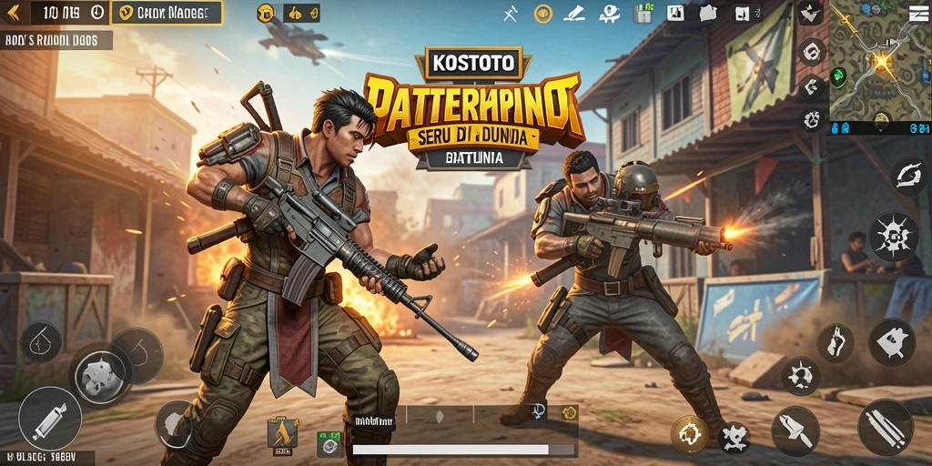 Tampilan gameplay KOSTOTO yang mendebarkan di arena Battle Royale.