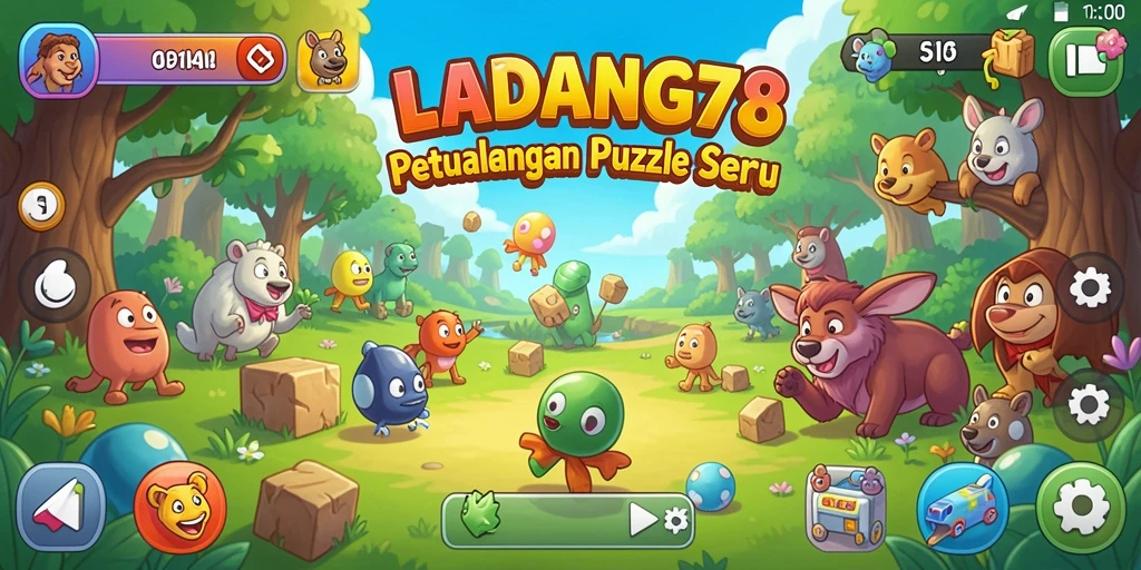 Tampilan gameplay <strong>LADANG78</strong> yang menantang dan penuh warna.