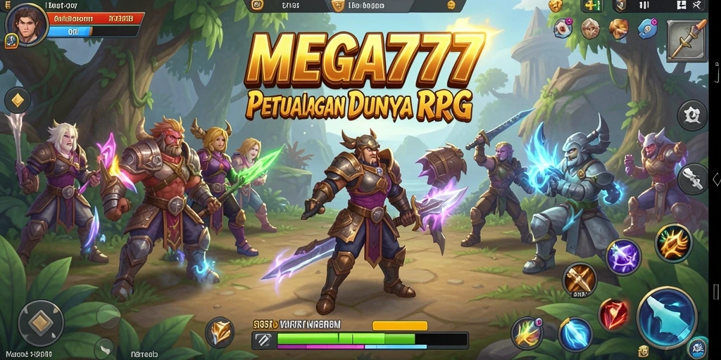 Tampilan gameplay MEGA777 yang penuh aksi dalam dunia RPG.