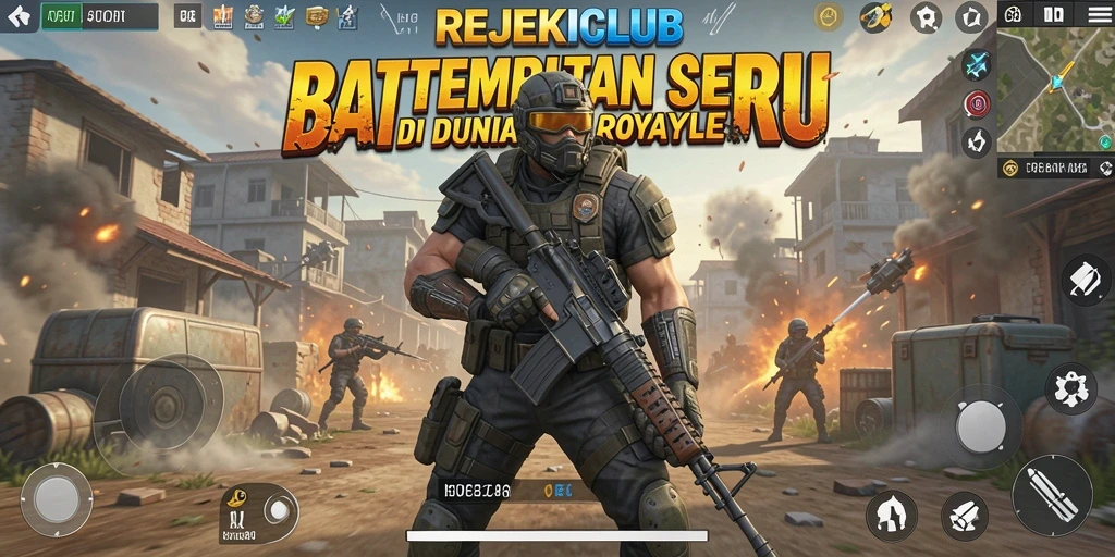 Tampilan seru dari pertempuran Battle Royale di REJEKICLUB.