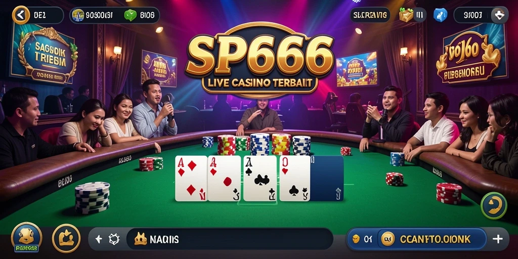Gameplay SP666 menampilkan dealer profesional dan suasana kasino yang mendebarkan.