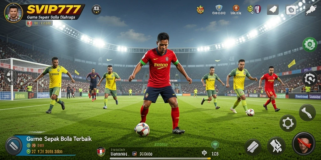 Tampilan gameplay SVIP777 yang mendebarkan di lapangan sepak bola.